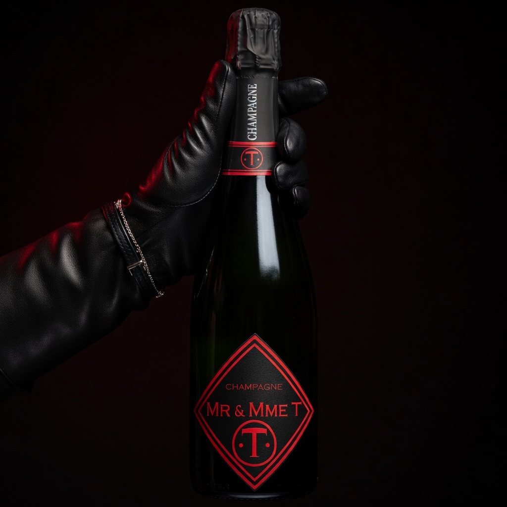 Gant en cuir et champagne