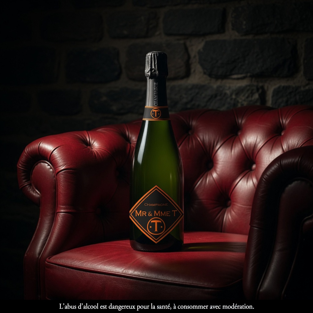 Bouteille sur canapé Chesterfield